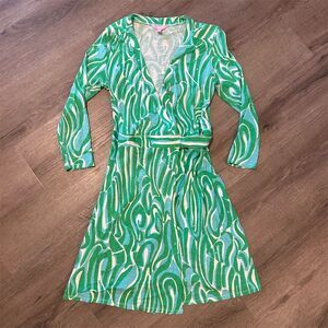 Lilly Pulitzer Women's Swirl Wrap Dress Multicolor Knee Length Casual M
